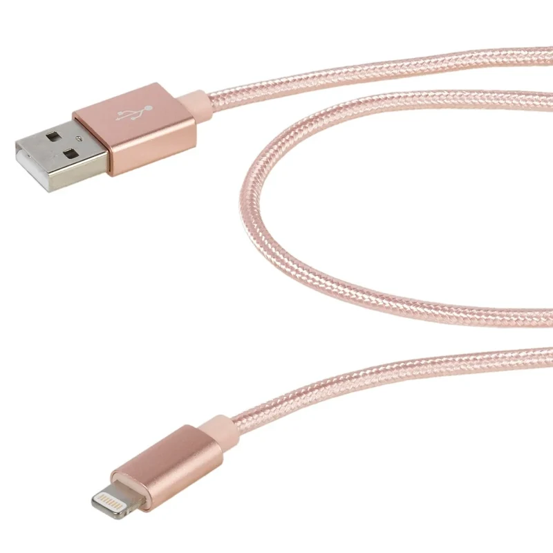 VIVANCO Aufladekabel Apple 2,5 m - Nylon, Schnellladen, MFI-zertifiziert, Rosa