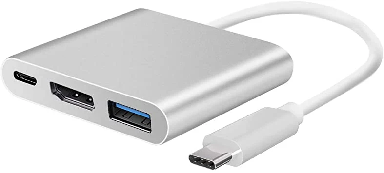 Hochwertiger VIVANCO USB Type C HDMI Adapter 3in1, 1080p, USB 3.1 Super Speed, Ladefunktion, 0,10 m
