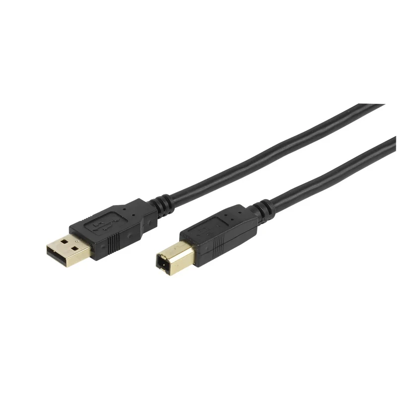 VIVANCO Ultimatives USB 2.0 Druckerkabel, mit Goldkontakten, 5m, kompatibel mit Drucker und Scanner, bis zu 480 Mbit/s