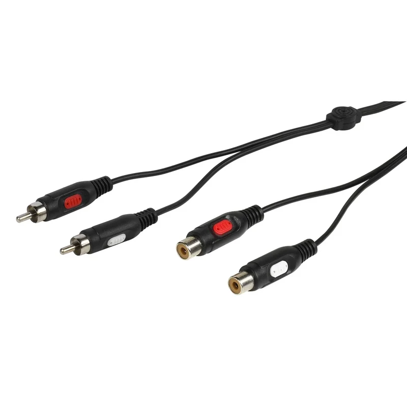 VIVANCO Hochwertige Cinch Verlängerung, 2x Cinch Stecker zu 2x Cinch Buchse, Geschirmte Stecker und Kabel, 2,5m