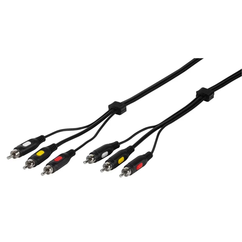 VIVANCO Cinch Videoverbindung Kabel 2m – Hochwertiges Stereo Audio Video Kabel, kompatibel mit 3x Cinch Geräten, farbcodiert