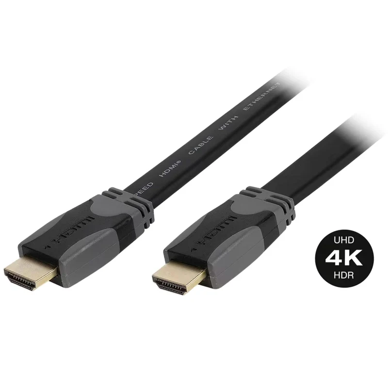 VIVANCO HDMI Flachbandkabel 5m 4K – High Speed, 3D, Ethernet, ARC, 24K vergoldet, DVI kompatibel für TV und Beamer