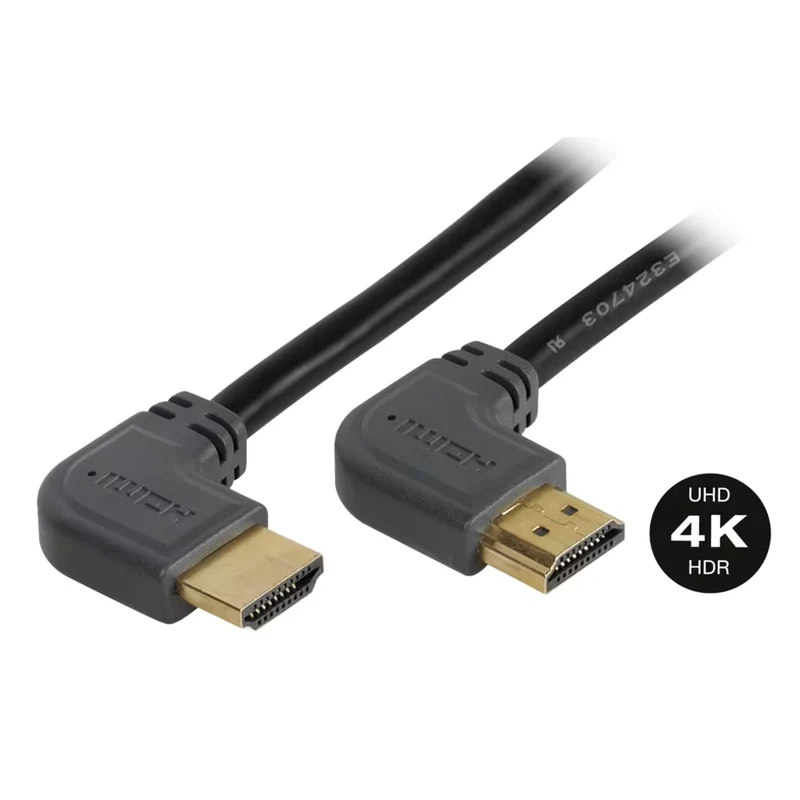 VIVANCO HDMI Kabel 4K mit Winkelstecker 3m - High Speed mit Ethernet, ARC, 3D, vergoldete Kontakte