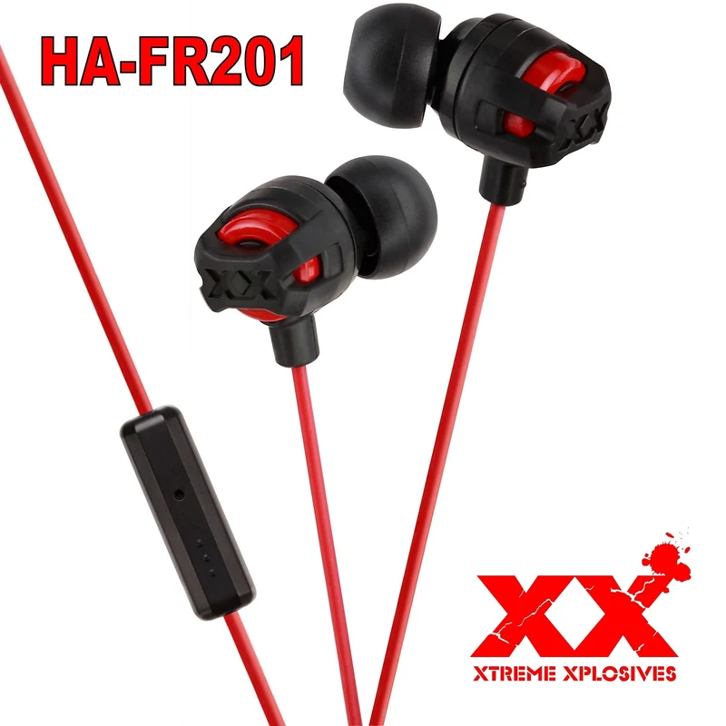 JVC HA-FR201-R – In-Ear Kopfhörer Rot mit Mikrofon & One-Button Remote