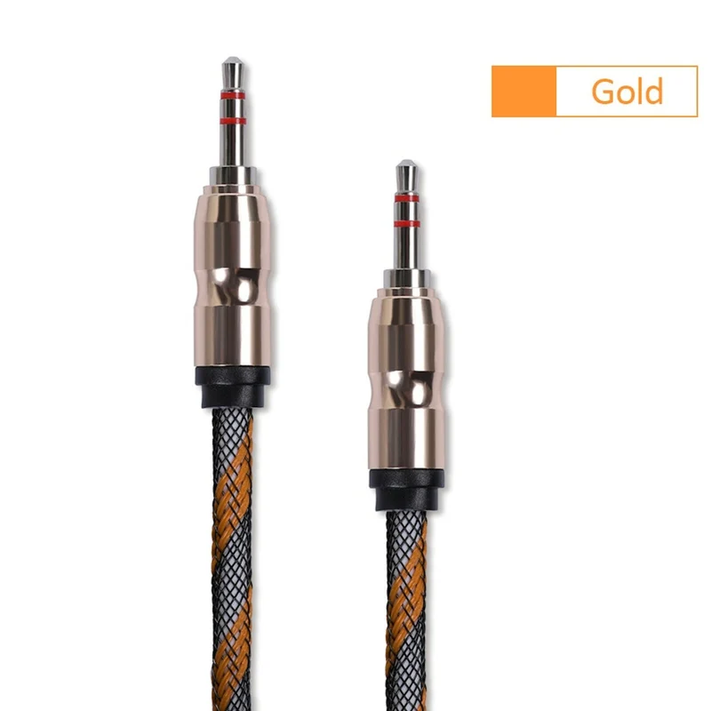 Premium Stereo Kopfhörer Anschlusskabel Nylon 1m 3,5mm Klinke Stecker>Stecker T1