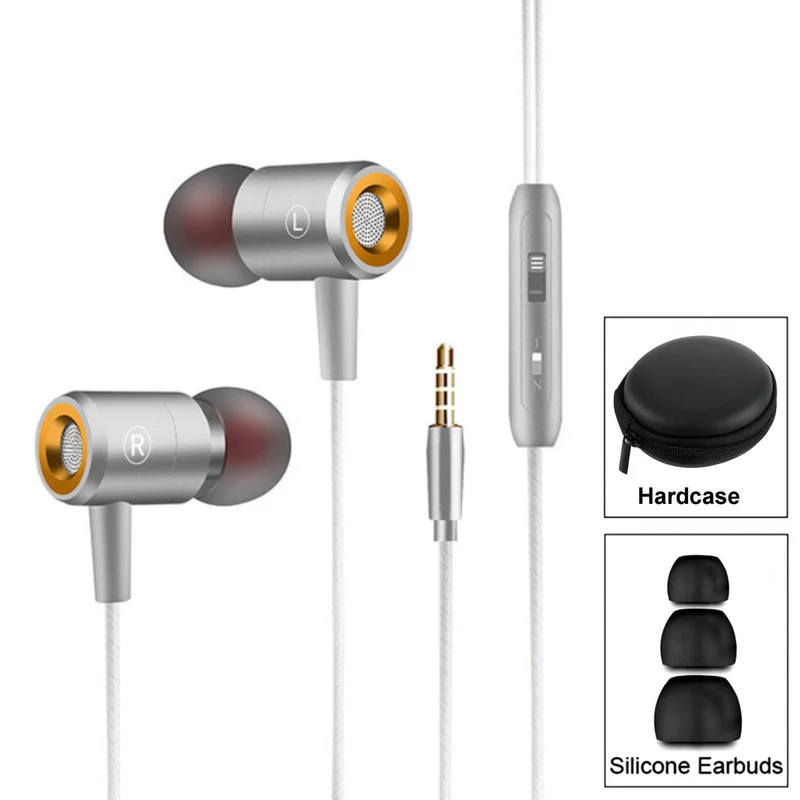 Mega Bass Pro HQ Kopfhörer In-Ear Earphone S4HS Headphone für Samsung LG Silber