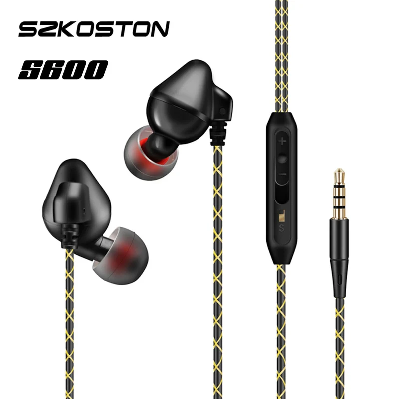 Super Bass In-Ear Kopfhörer Headset High End S600 in schwarz + PU-Hardcase