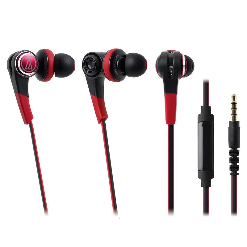 Audio-Technica ATH-CKS770IS – In-Ear Kopfhörer mit Mikrofon (Rot)
