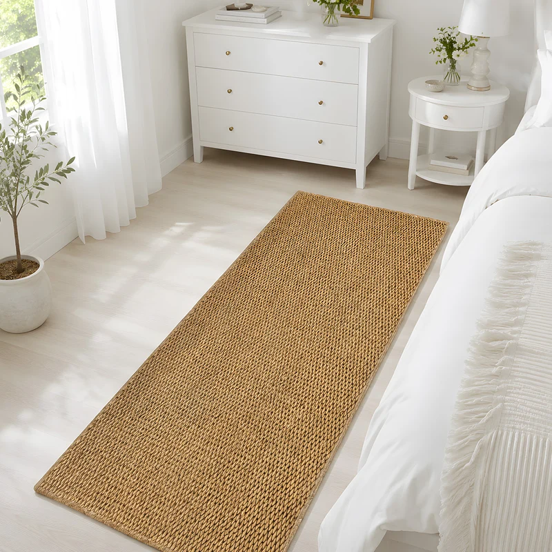 50 × 160 cm Woven Runner Rug, Brown Sisal-Look Indoor Outdoor Mat for Hallway, Kitchen, Balcony, RV, Patio & Camping
