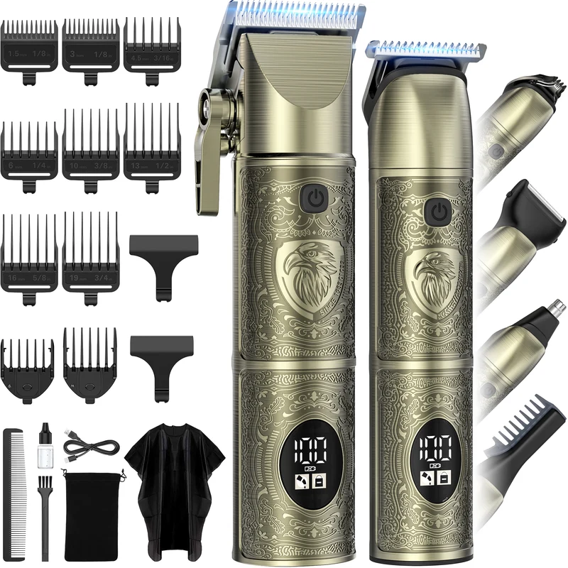 Mpow Professional Hair Clippers for Men, Cordless Mens Hair Clippers and Trimmer Set, Rechargeable Hair Cutting Kit & Barber Clippers, Mens Grooming Kit for Hair, Nose, Face, Body, Gifts for Men