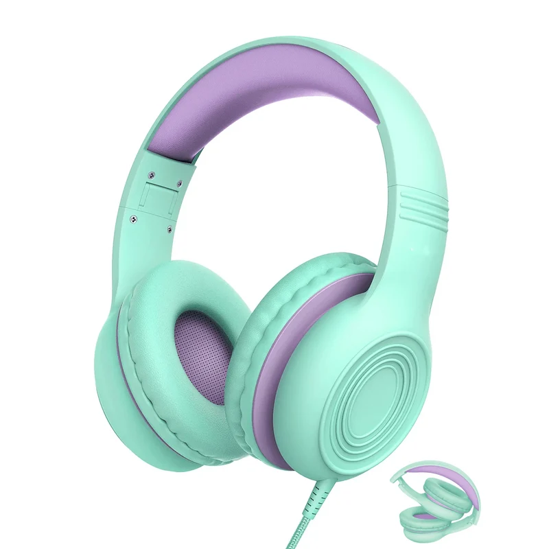 Kids Headphones for School Home Tablet Travel, Sharing Sounds Function, Foldable Wired Kids Headphones with Microphone