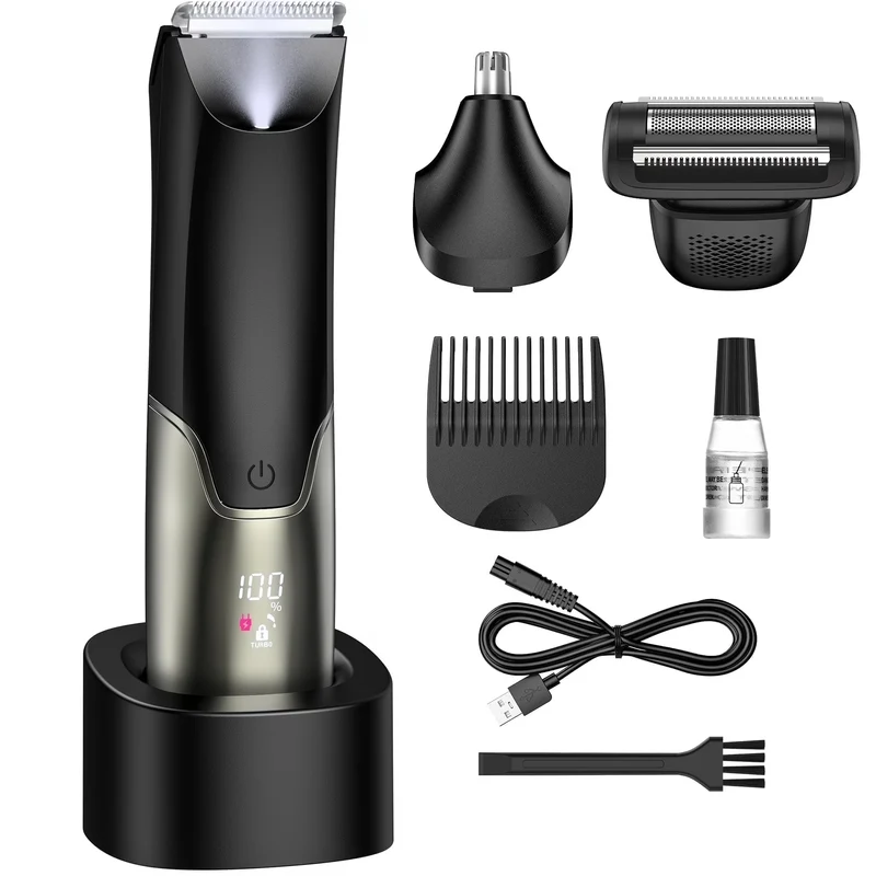 Body Hair Trimmer for Men,Manscape 3-in-1 Body Groomer Kit for Groin,IPX7 Waterproof Wet/Dry Electric Shaver Razor,Grooming for Face and Body,USB & Wireless Charging,Gifts for Men,Black