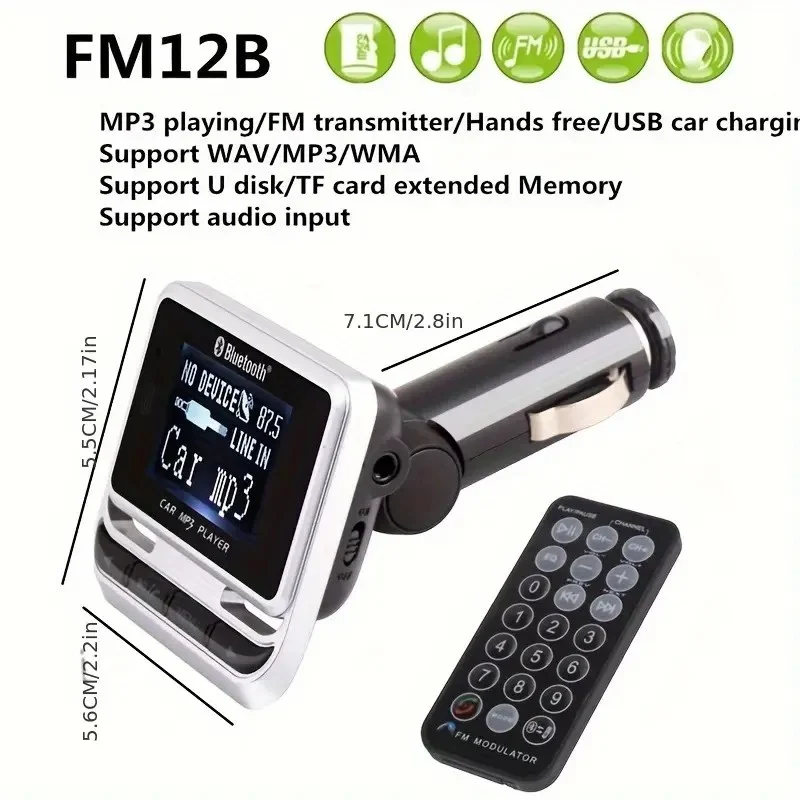 Mpow Car FM Transmitter MP3 Player - Bluetooth 4.1, LCD Screen, USB/TF/AUX, Universal Compatibility