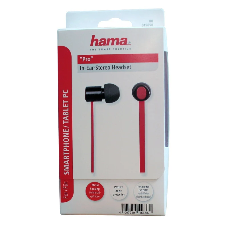 hama mobile Pro Headset Kopfhörer In-Ear Earphones Schwarz - Rot
