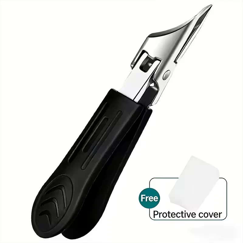 Heavy Duty Stainless Steel Toenail Clipper with 25° Angled Blade, Wide Jaw & Soft-Grip Handle for Thick and Ingrown Nails, Dark Green & Black