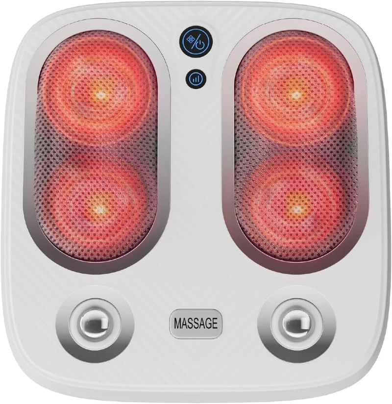 Rechargeable Foot Massager with Heat, Kneading & Vibration, 3 Massage Modes, 3 Intensity Levels, 2500mAh Battery & 10-Min Auto Timer, USB Type-C Charging