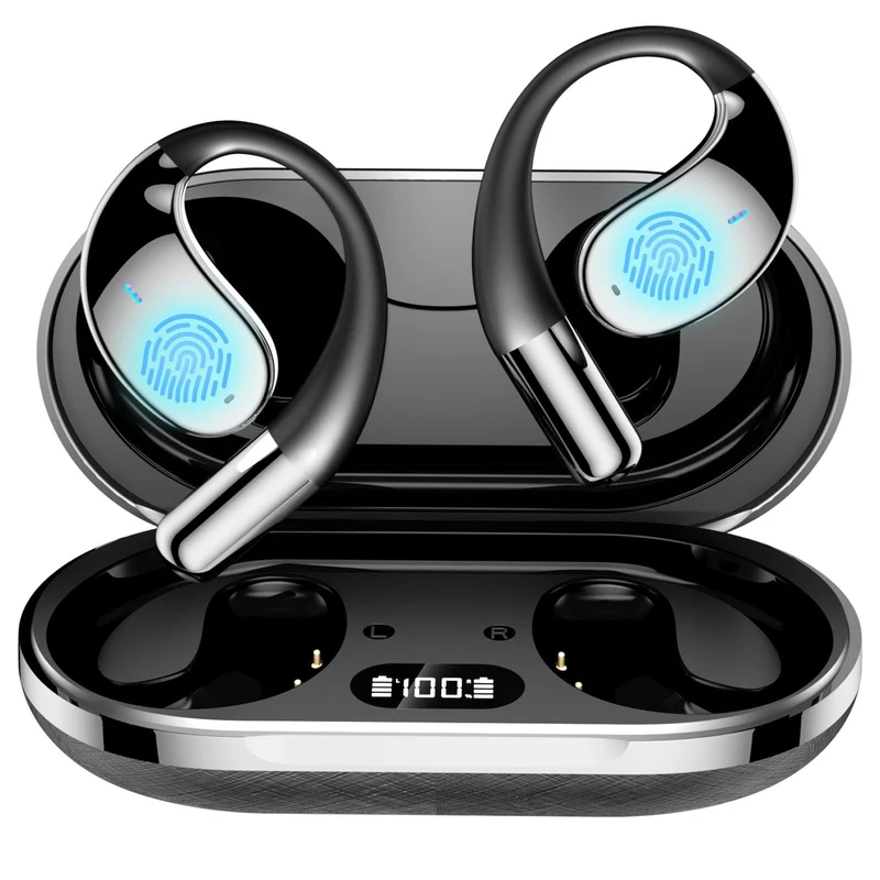 MPOW Smart AI Translation Ear-Hanging Wireless Bluetooth Headphones,4H Playtime, 150 Languages Real-Time Translation,Bluetooth 5.4(Black)