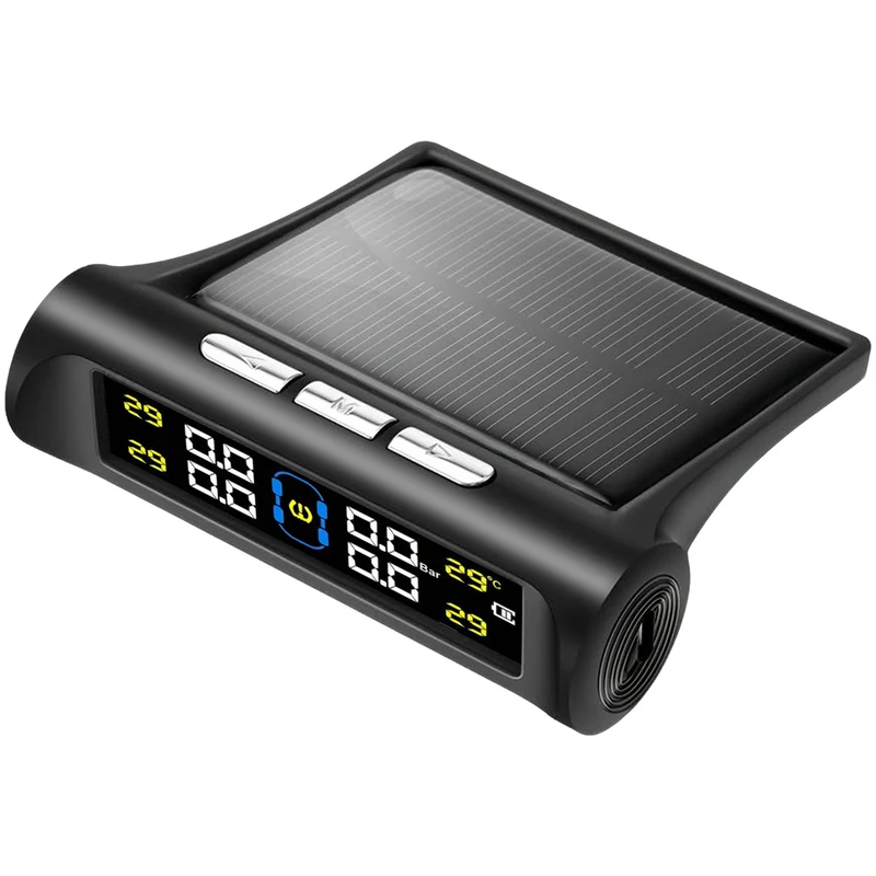 MPOW Solar Wireless TPMS Tire Pressure Monitoring System with External Sensors, Solar Charging LCD Display Auto Alarm for Cars, SUVs & Trucks