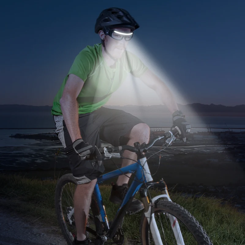 MPOW LED multi-functional flashlight, headlamp with sensor, LED long-range beam and COB floodlight, USB rechargeable, bright hands-free work light, 5 lighting modes, suitable for repair, camping, fishing and night lighting.