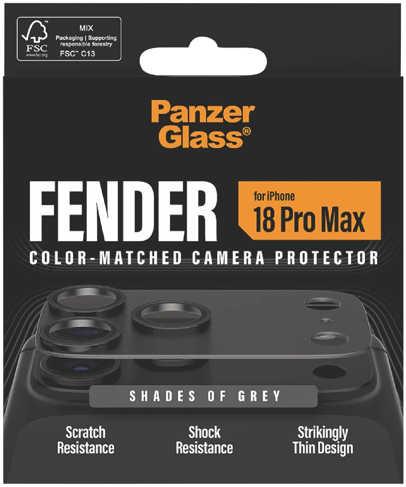 Panzer Glass Fender Camera Lens Protector iPhone 18 Pro Max Shades of Grey