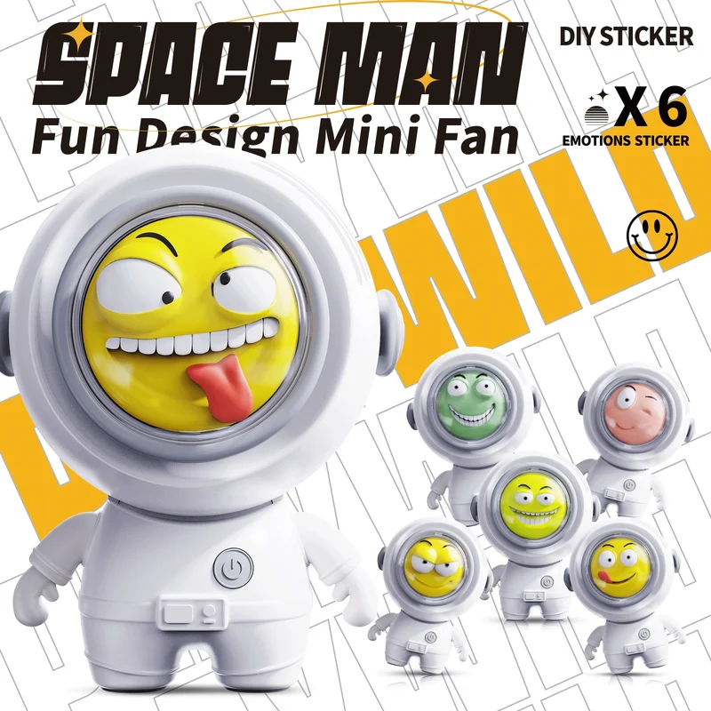SPACEMAN Portable Neck FAN + DIY 3D STICKERS
