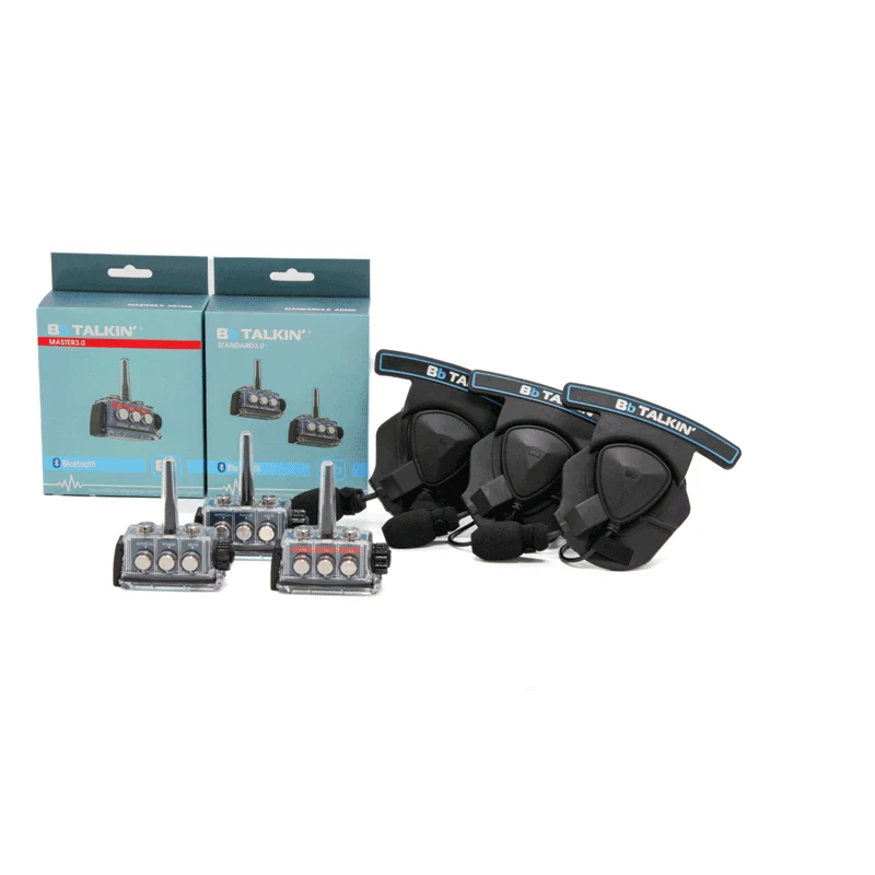 BbTalkin 3.0 3-Person Communication Bundle: 3x Mono Helmet pad Headset