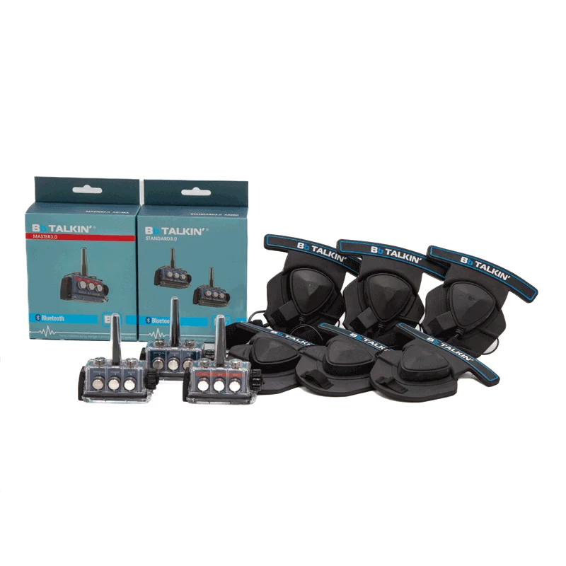 BbTalkin 3.0 3-Person Communication Bundle: 3x Stereo Helmet pad Headset