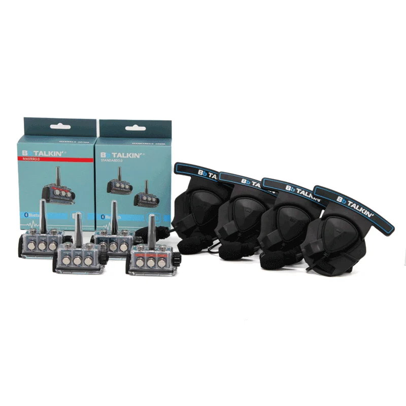 BbTalkin 3.0 4-Person Communication Bundle: 4x Mono Helmet pad Headset