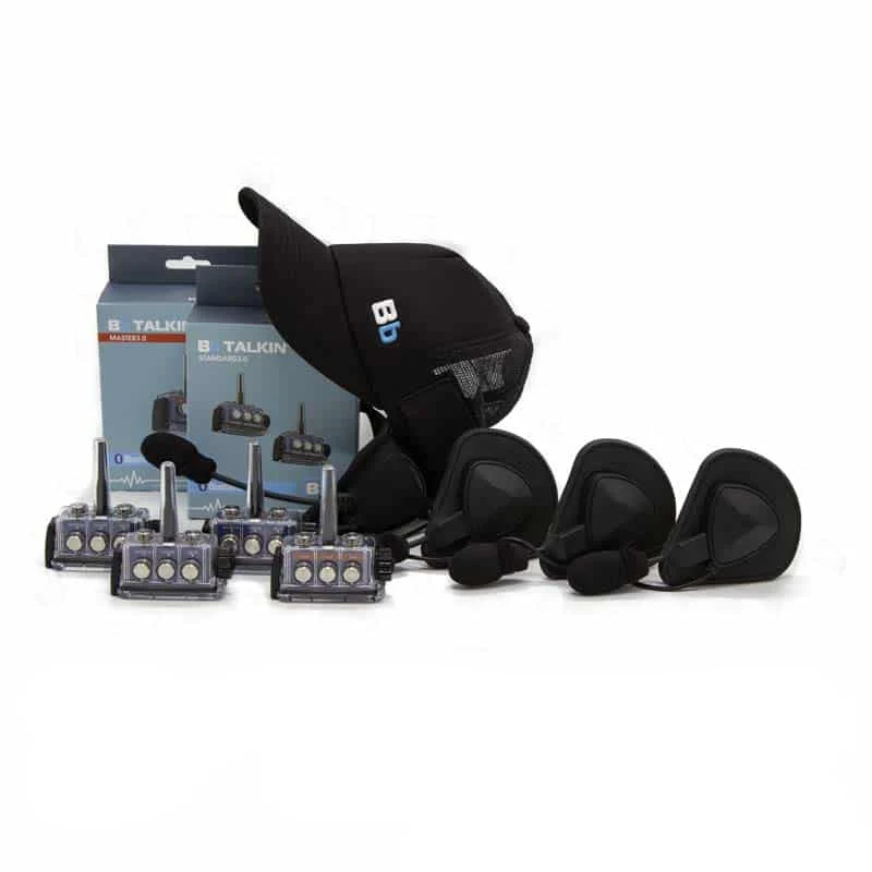 BbTalkin 3.0 4-Person Communication Bundle: Surf Cap + 3x GATH (Full shell) Helmet Pad Headset