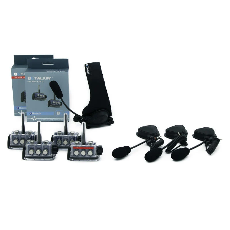 BbTalkin 3.0 4-Person Communication Bundle: Sports Headset + 3x Boom microphone speaker