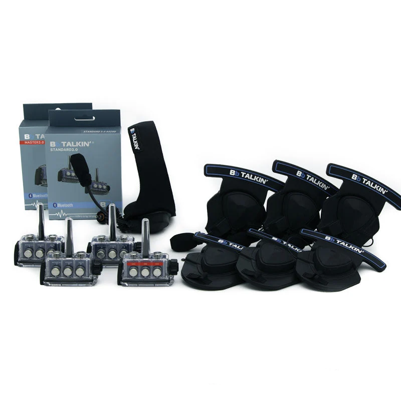 BbTalkin 3.0 4-Person Communication Bundle: Sports Headset + 3x Stereo Helmet Pad Headset
