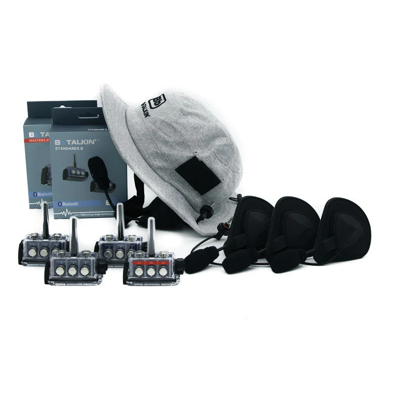 BbTalkin 3.0 4-Person Communication Bundle: Surf Hat + 3x GATH (Full shell) Helmet Pad Headset