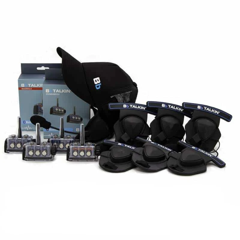 BbTalkin 3.0 4-Person Communication Bundle: Surf Cap + 3x Stereo Helmet Pad Headset