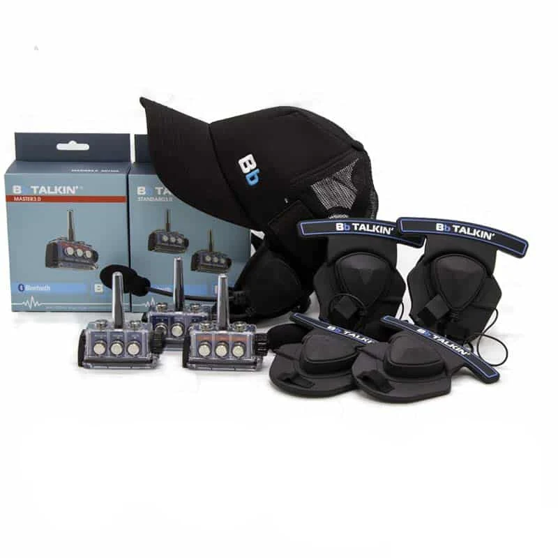BbTalkin 3.0 3-Person Communication Bundle: Surf Cap + 2x Stereo Helmet Pad Headset