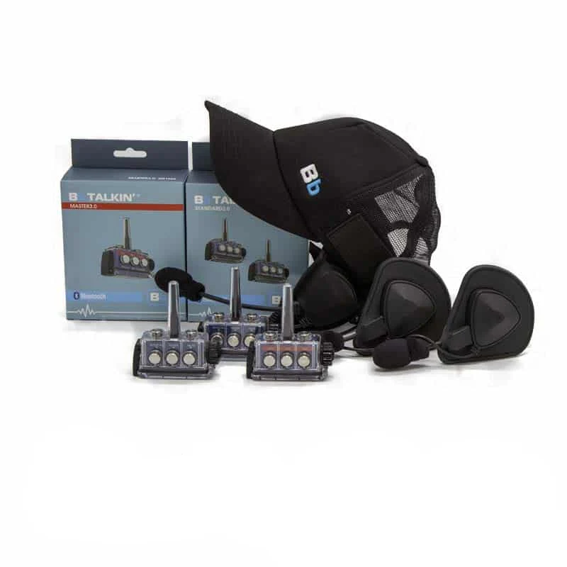 BbTalkin 3.0 3-Person Communication Bundle: Surf Cap + 2x GATH (Full shell) Helmet Pad Headset