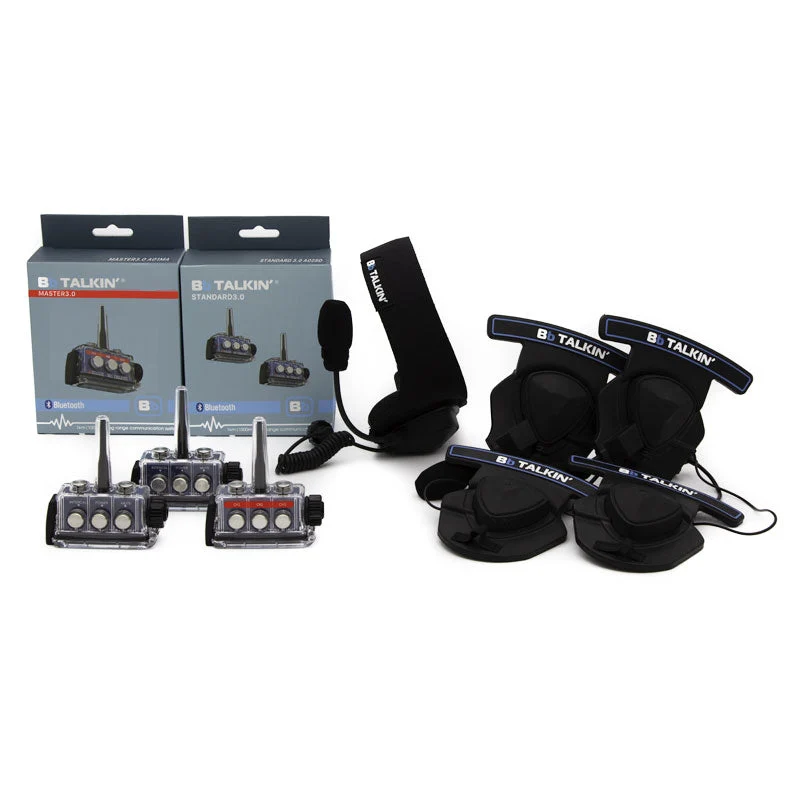 BbTalkin 3.0 3-Person Communication Bundle: Sports Headset + 2x Stereo Helmet Pad Headset