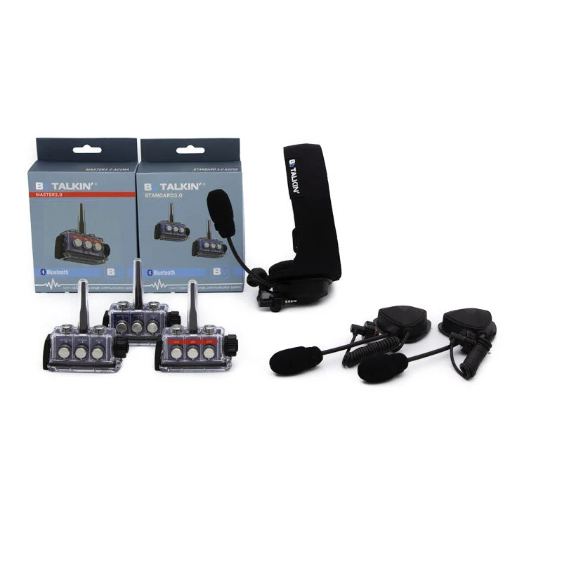BbTalkin 3.0 3-Person Communication Bundle: Sports Headset + 2x Boom microphone speaker