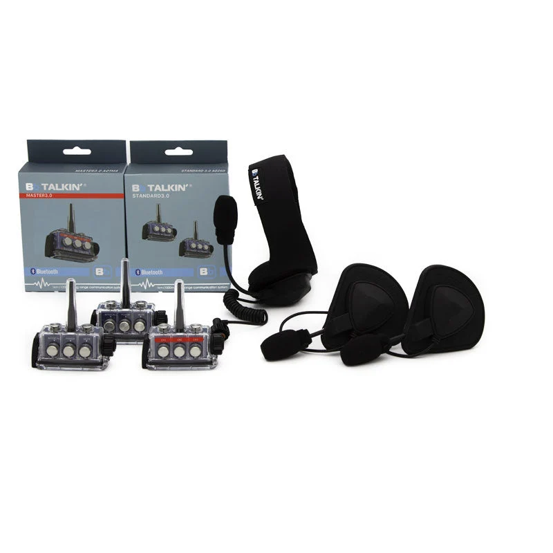 BbTalkin 3.0 3-Person Communication Bundle: Sports Headset + 2x GATH (Full shell) Helmet Pad Headset