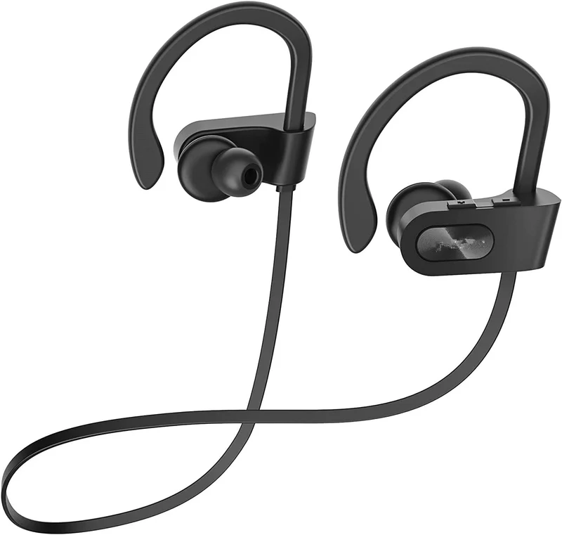 Mpow Bluetooth 5.3 Neckband Sports Earphones with Red and Black Cable Design, Glue-bonded Design, Button Controls, and 12-hour Battery Life