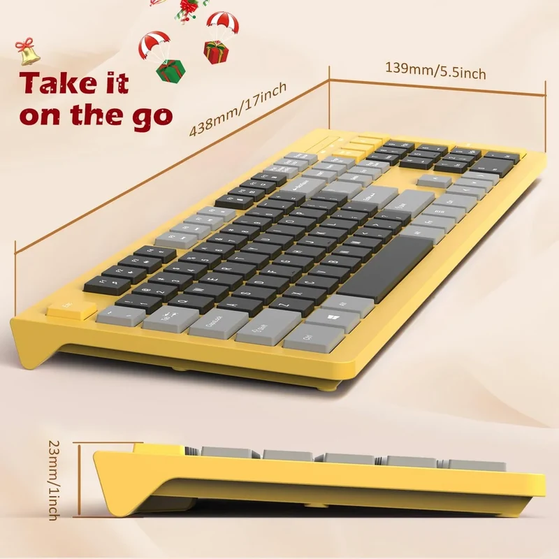 Mpow Yellow Membrane Keyboard with 12 Multimedia Shortcuts - Effortless Function and Stylish Design