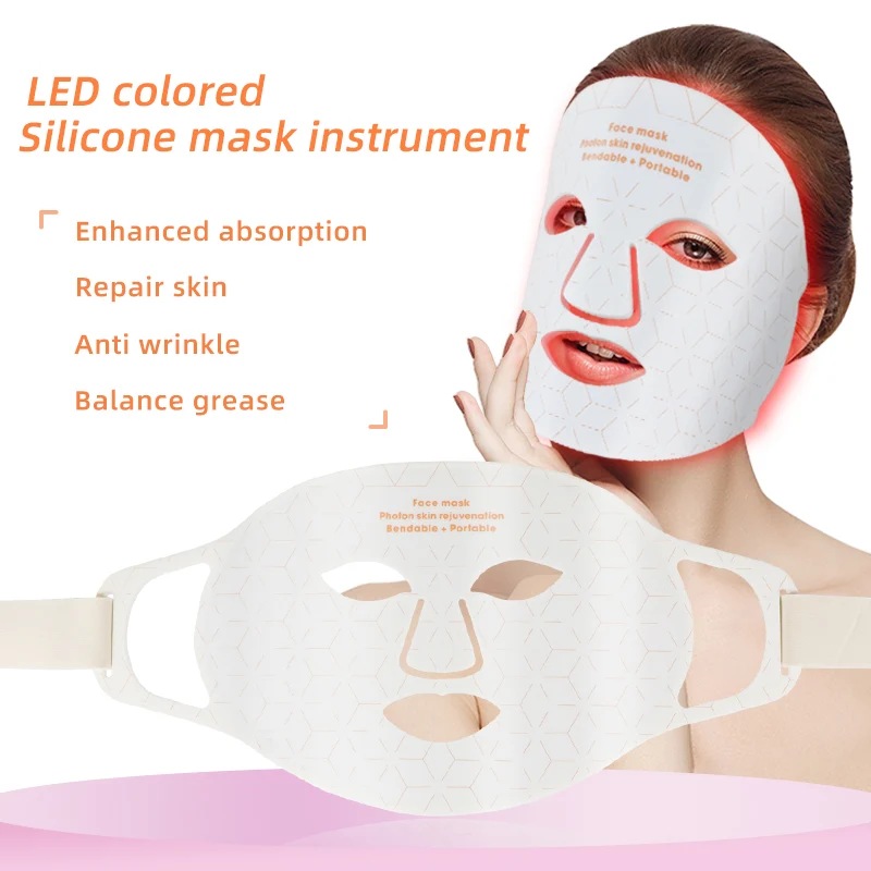 Mpow 4-Color Light Therapy Silicone Mask | 480 Chips Face & Neck Beauty Device
