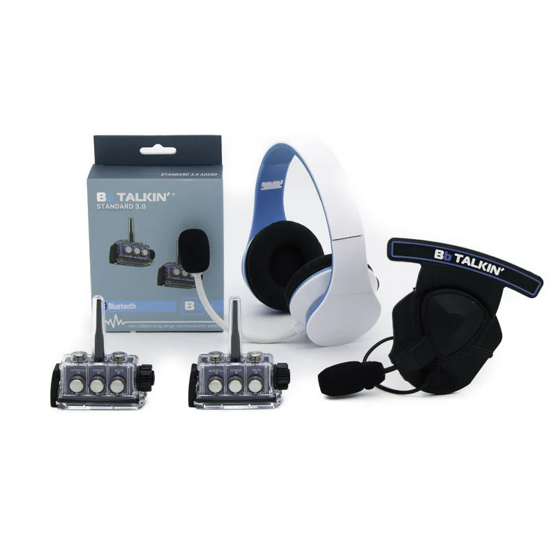 BbTalkin 3.0 2-Person Communication Bundle: Non Waterproof Stereo Headphone + Mono Helmet Pad Headset