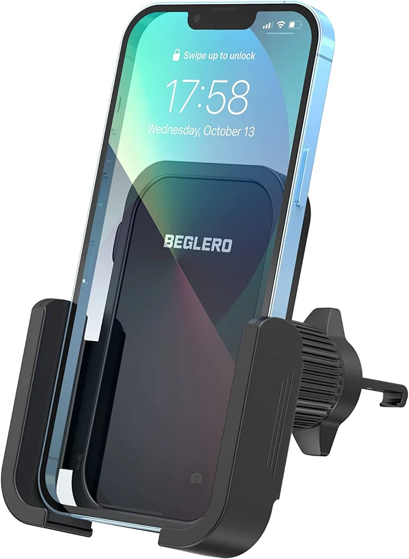 Car Phone Holder Mount, Car Vent Phone Mount, 3 Sides Full Wrap Clamp Arm&Hook Vent Clip, Big Car Phone Holder Under 7.0"&Thick Cases