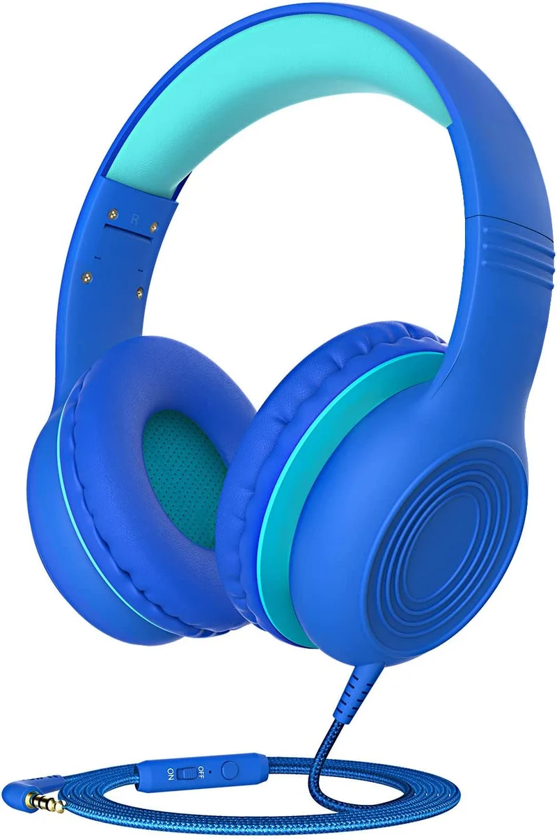 Mpow Kids Headphones with Microphone, Foldable 85/94dB Safe Volume Stereo Adjustable over Ear Headphones for Kids, Girls, Boys, Children, Share Function Wired Kids Headphones for School Tablet