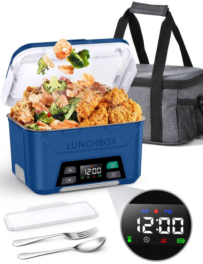 MPOW Cordless Electric Lunch Box, Heated Lunch Box Battery Powered with Automatic Scheduled Heating, 5.5 Cups Capacity, with Removable Tray Divider, Dishwasher Safe, for Hot Meals Anywhere
