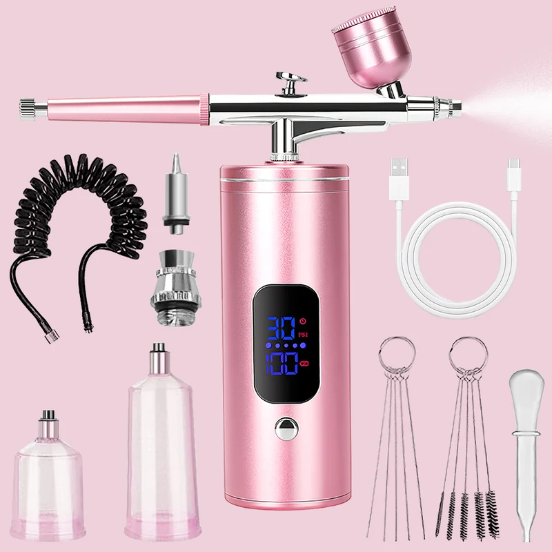 Mpow Rechargeable Portable Airbrush Kit - 3 Pressure Settings, 950mAh Battery, 0.3mm Nozzle for Art & DIY Projects