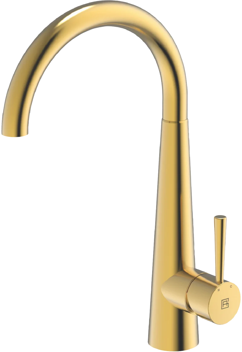 Abey Gareth Ashton 304 Goose Neck Sink Mixer, Eureka Gold